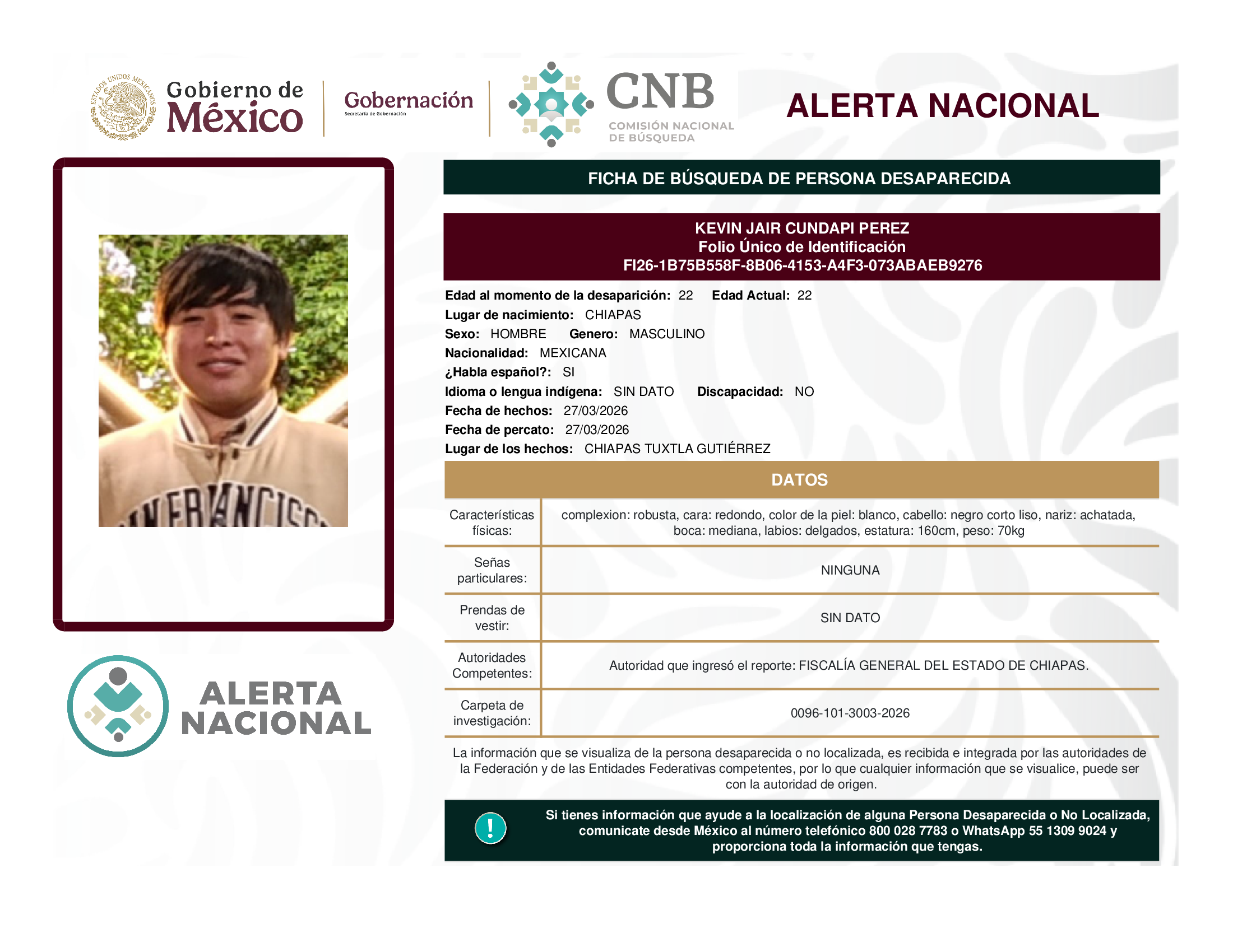 KEVIN JAIR CUNDAPI PEREZ