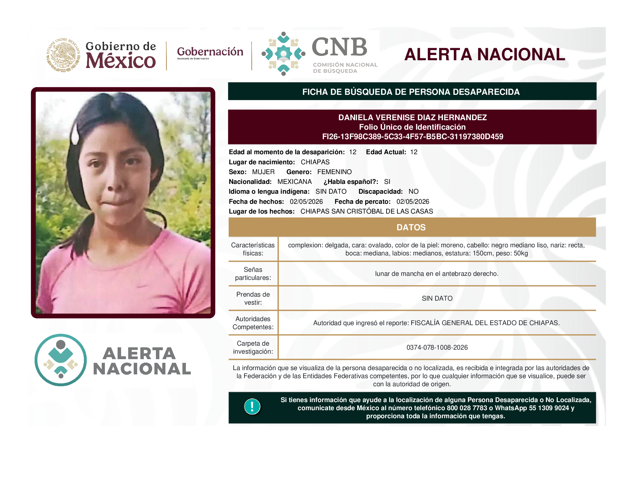 Daniela Verenise Díaz Hernández