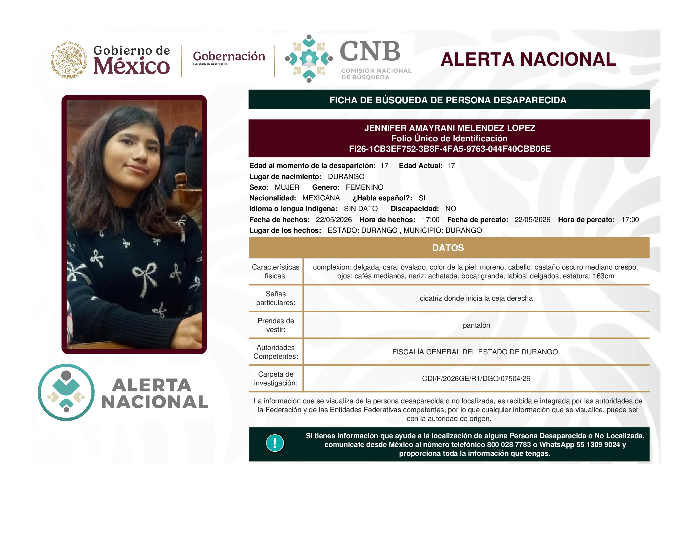 Jennifer Amayrani Melendez López