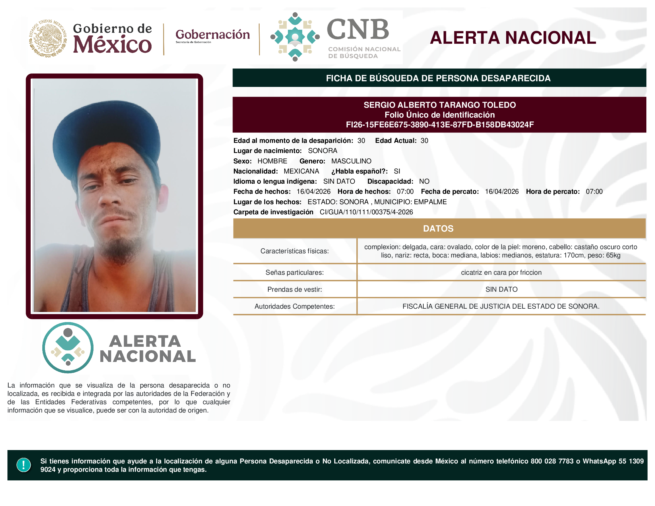 Sergio Alberto Tarango Toledo