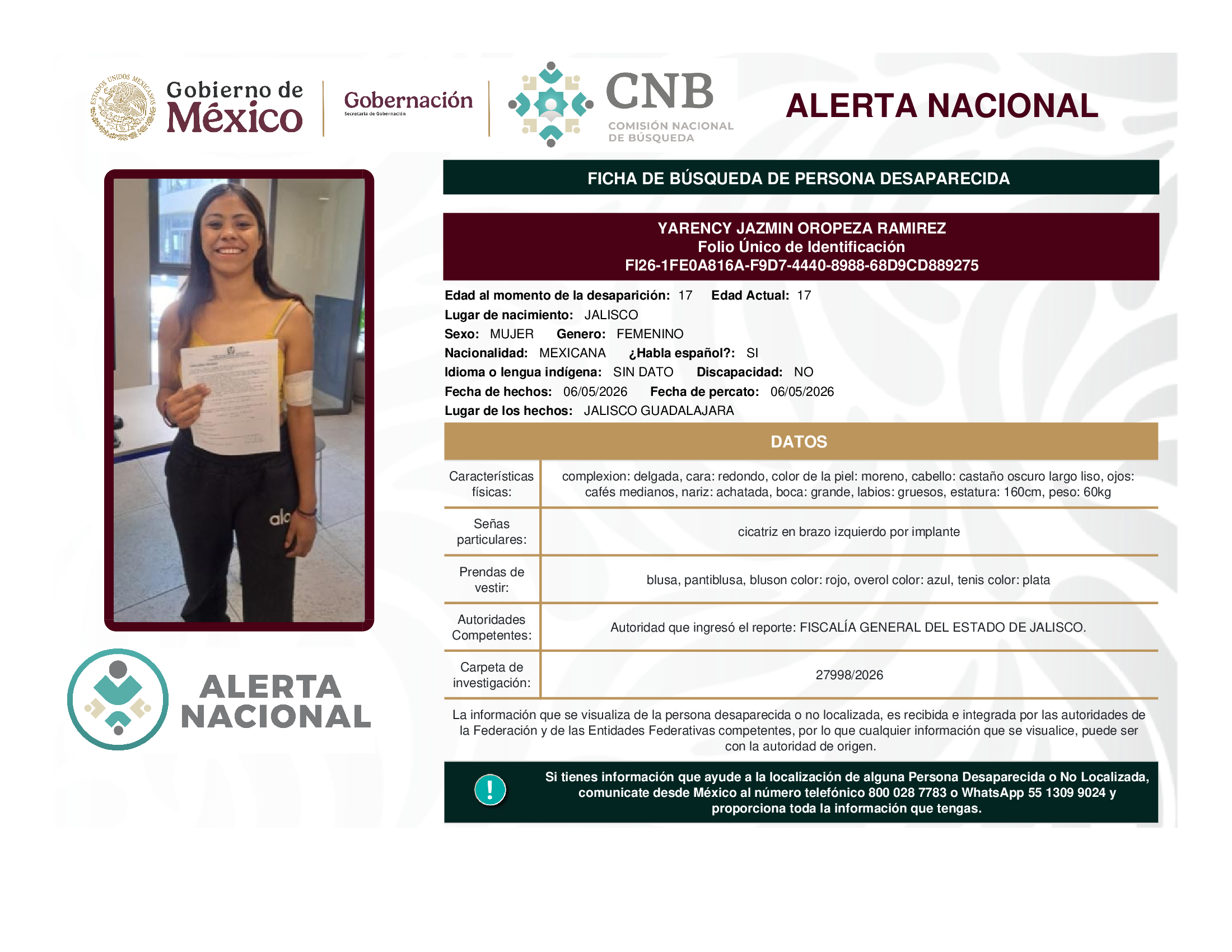 Yarency Jazmin Oropeza Ramírez
